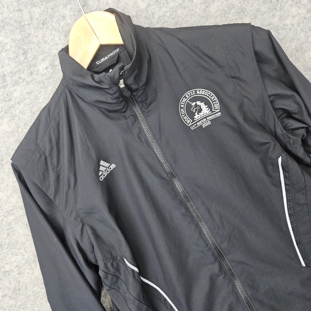 Adidas Women's Black Windbreaker Jacket Size S Polyester Boston Marathon 2010
